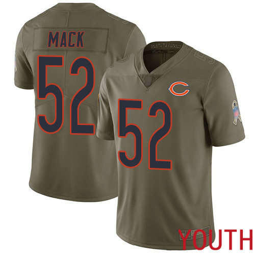 Chicago Bears Limited Olive Youth Khalil Mack Jersey NFL Football #52 2017 Salute to Service->chicago bears->NFL Jersey